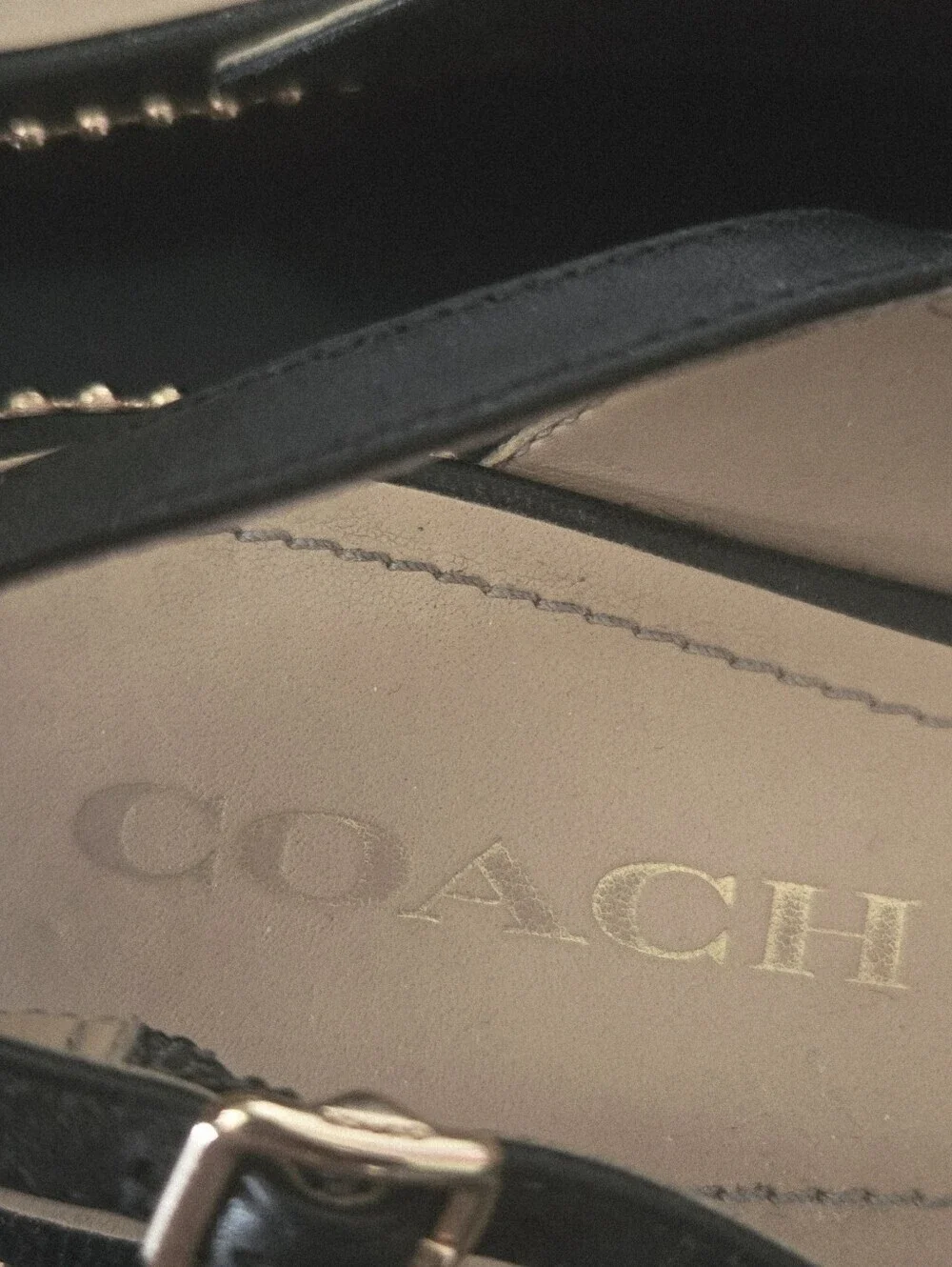 COACH Black Vae Leather Slingback Flats Skimmers Studded Size 8B - Picture 7 of 7